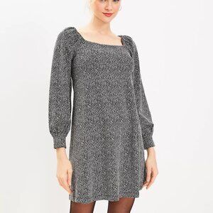 NWT Ann Taylor LOFT Cozy Square Neck Shift Dress; Black and White, Size M